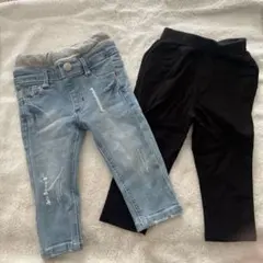 デニムパンツと黒パンツ　2枚セット　サイズ80センチ