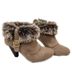 【未使用】ショートブーツ　ブーティ　Ｌサイズ　ベージュ