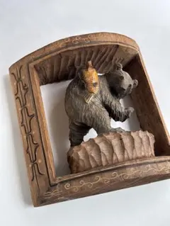 木彫り 熊 ガラス目 民芸品 工芸品 伝統工芸 アイヌ 八雲 レリーフ オブジェ