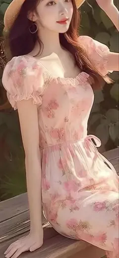 ★花柄スクエアネックワンピ★