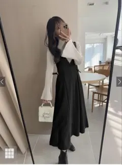 【新品】GRL サイドベルトスエードポンチフレアジャンパースカート