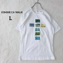 【コムサウォーク 】半袖Tシャツ 白 L プリント カットソー　上品　カジュアルのサムネイル