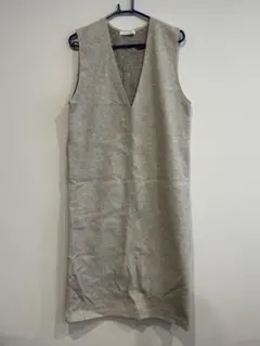 chocol raffine ノースリーブVネックワンピース グレー