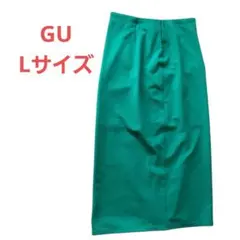 GU グリーン タイトスカート L ミモレ丈 きれいめ オフィス カジュアル