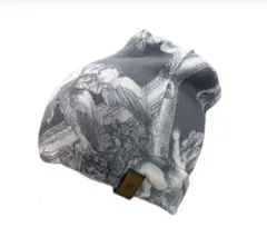 ビーニー　海外ストリート　y2k エンジェル　天使プリント グレー ビーニー