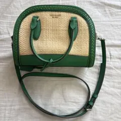 ケイトスペードkate spade♠️ショルダーかごバッグ グリーン