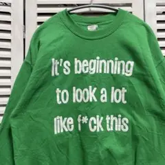 メッセージ スウェット 古着 緑 英語 ワード イングリッシュ レタリング