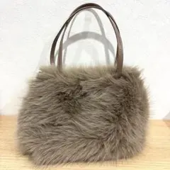 【美品】ファートートバッグ ハンドバッグ ミニバッグ ベージュブラウン