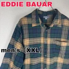 Z131【EDDIE BAUER】長袖チェックシャツ【メンズXXL】