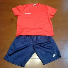 YONEX ピンク半袖TシャツSバックプリント 上下セット パンツJ160のサムネイル