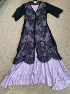 万能オシャレ！黒レースカーディガンロング丈ブラックキレイめカジュアル