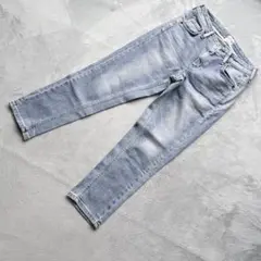 サムシング 日本製 ストレートデニム パンツ ライトブルー ストレッチ Sのサムネイル