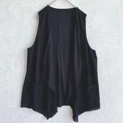 noa-ge | アシメントリーノースリーブベスト【L】背面比翼 メッシュサテン