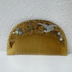 【希少】蒔絵 櫛 鶴柄 本鼈甲風 和装 着物 アンティーク かんざし