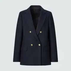 【大人気】UNIQLO ユニクロ　ダブルジャケット　金ボタン　ネイビー　XL