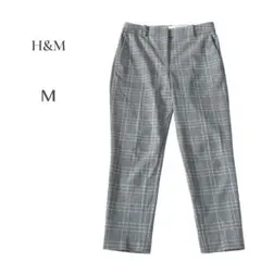H&M グレー チェック スラックス オフィス カジュアル Mサイズ