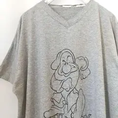 ディズニー 白雪姫 GRUMPY キャラクター Tシャツ グレー L位 海外古着