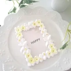 ホイップトレカケースデコ　イエロー　黄色　花　リボン　Ｂ8縦入れ　白ホイップ