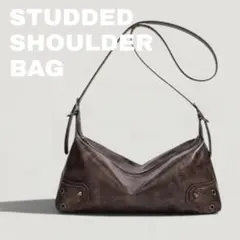 Studded Shoulder Bag バッグ ブラウン y2k kmb7-8 - メルカリ