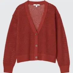 メッシュショートカーディガン 赤 長袖