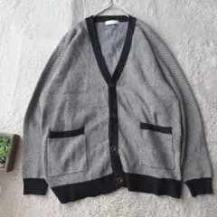 美品(L)アーバンリサーチ/長袖ニットカーディガン/セーター/羽織り/上着/黒