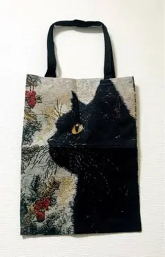 黒猫　プリント　トートバッグ
