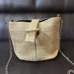 ベージュ ストロー ショルダーバッグ【新品未開封】
