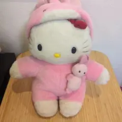 【ヴィンテージ・レア】ハローキティ ぬいぐるみ うさぎの着ぐるみ ピンク
