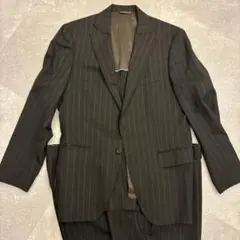 メンズスーツ A6ストライプ 上下セットブラウン系（2パンツ）