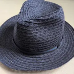 Borsalino ボルサリーノ 中折れパナマハット 58 イタリア製 ネイビー