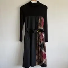 ✨美品✨クレストブリッジチェック　タータンチェック ニットコンビワンピース