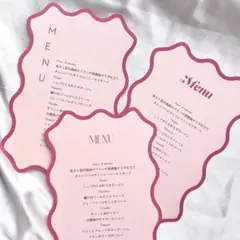メニュー表　ドリンクメニュー表　うねうね　B　ピンク　結婚式　ウェディング