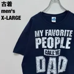 DAD ダッド Tシャツ メッセージ ビッグサイズ ネイビー 紺 XL 古着