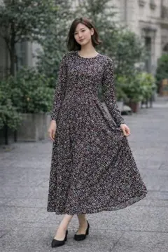 ✨1点限り✨ ザラ ロングワンピース 花柄 L 薄手 上品 大人フェミニン 春