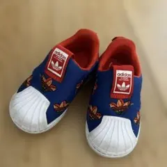 adidas スリッポンシューズ 青/赤刺繍