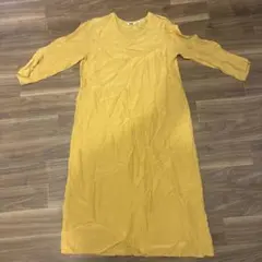 ユニクロユー UNIQLO U レーヨン ドローストリングワンピース 黄色 M