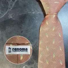 レノマ シルクネクタイ ピンク 幾何学模様