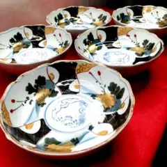 古伊万里 色絵金彩 中皿 3客｜松鶴文・華やかな輪花皿 - メルカリ