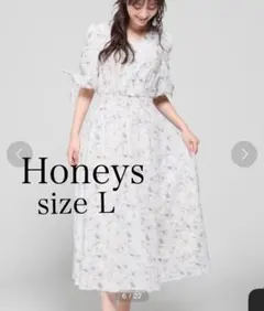 Honeys ハニーズ 花柄シフォンワンピース Lサイズ