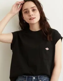 DANTON ノースリーブ ポケットTシャツ ブラック