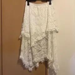 ホワイト レース アシンメトリー ロングスカートのサムネイル