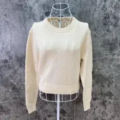 ✨UNIQLO✨ユニクロ♡丸首ニットセーター♡秋冬♡無地♡アイボリー(M)