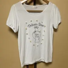 半袖Tシャツ花リボン★ロディスポットミントブルー