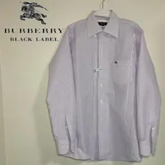 【極美品】BURBERRY BLACK LABEL 長袖ドレスシャツ 麻混
