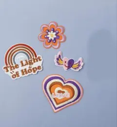 ワッペン アイロン オレンジパープルカラーファンシーデザイン 4個セット