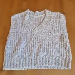 Vネック ニットベスト フリーサイズ