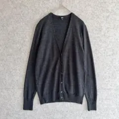 美品【ユニクロ UNIQLO】 ウール100% Vネック 薄手 カーディガン M