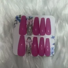 ピンクネイルチップ（リボン付き）