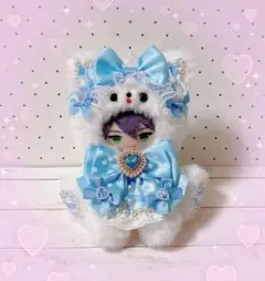 ぬい服　着ぐるみ　にじぱぺっと(10cm)サイズ　水色ねこ