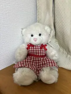 ビルドアベア Build A Bear 白ピンク➕赤チェックのワンピースのサムネイル